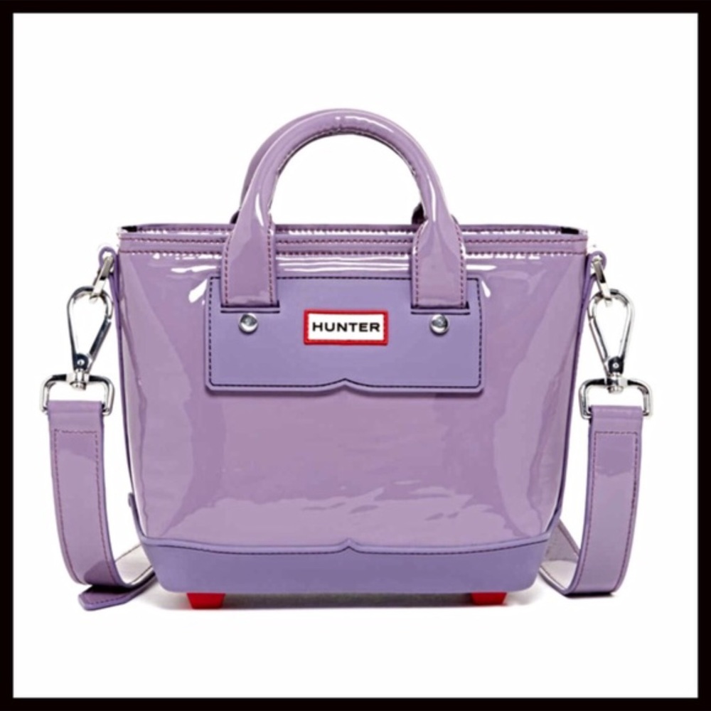 HUNTER PATENT LEATHER CROSSBODY MINI TOTE BAG - Picture 2 of 8